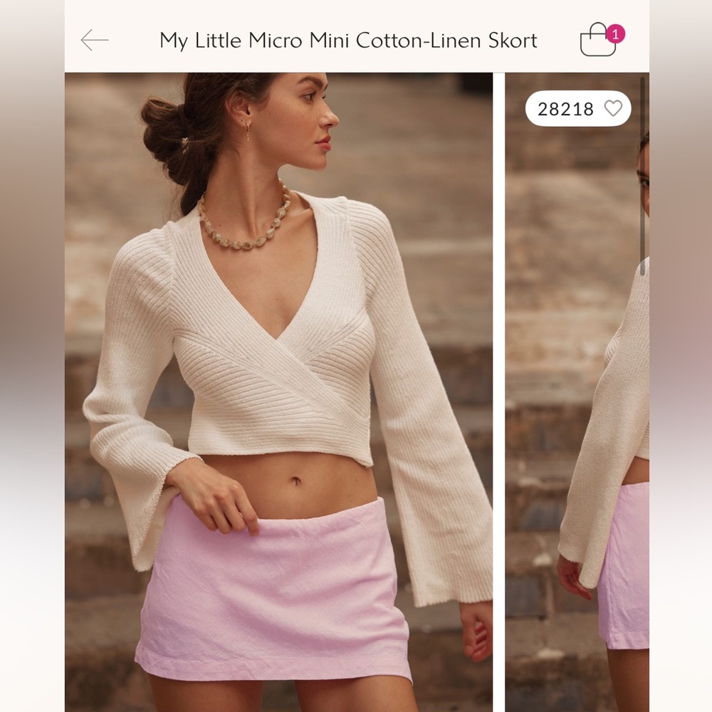 NWT Free People My Little Micro Cotton-Linen Skort